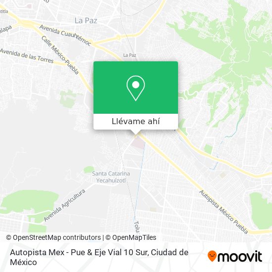 Mapa de Autopista Mex - Pue & Eje Vial 10 Sur