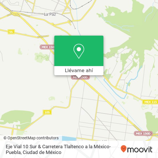 Mapa de Eje Vial 10 Sur & Carretera Tlaltenco a la México-Puebla