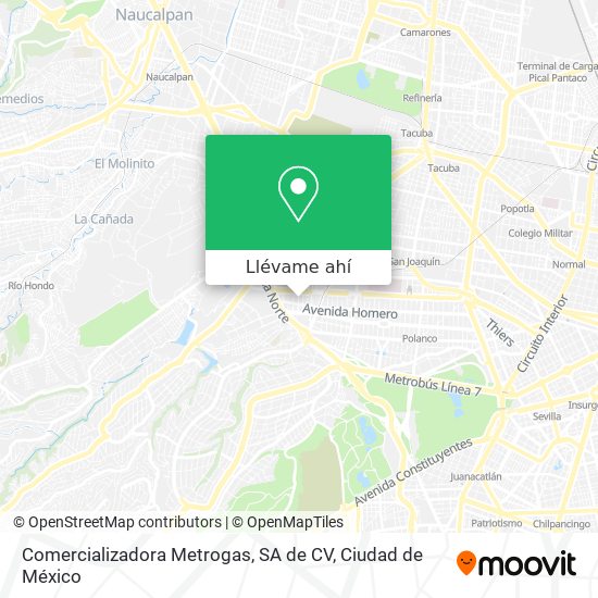 Mapa de Comercializadora Metrogas, SA de CV