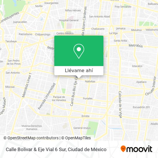 Mapa de Calle Bolivar & Eje Vial 6 Sur