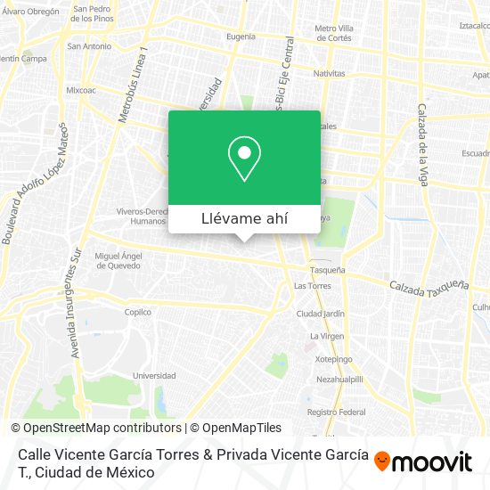 Mapa de Calle Vicente García Torres & Privada Vicente García T.