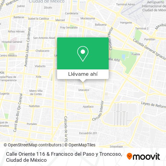Mapa de Calle Oriente 116 & Francisco del Paso y Troncoso