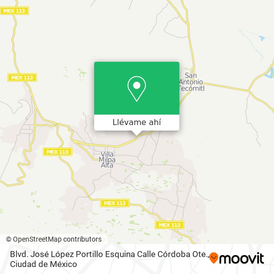 Mapa de Blvd. José López Portillo Esquina Calle Córdoba Ote.