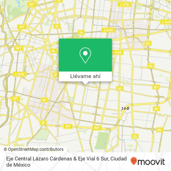 Mapa de Eje Central Lázaro Cárdenas & Eje Vial 6 Sur