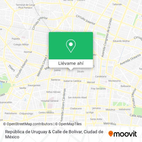 Mapa de República de Uruguay & Calle de Bolívar