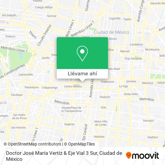 Mapa de Doctor José María Vertiz & Eje Vial 3 Sur