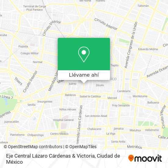 Mapa de Eje Central Lázaro Cárdenas & Victoria