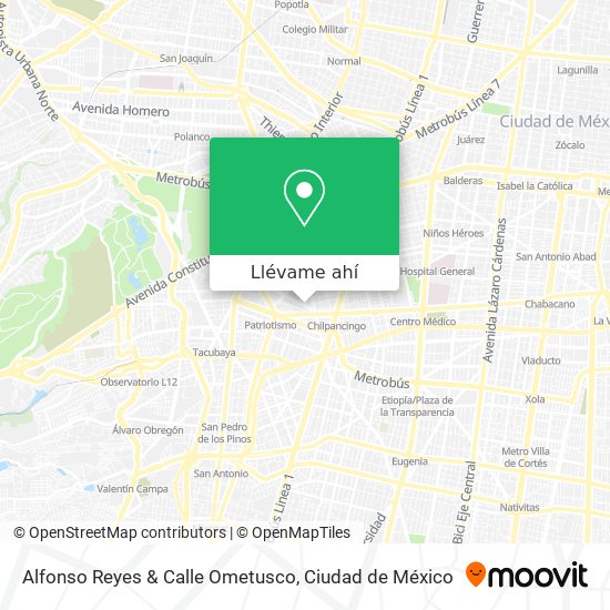 Mapa de Alfonso Reyes & Calle Ometusco