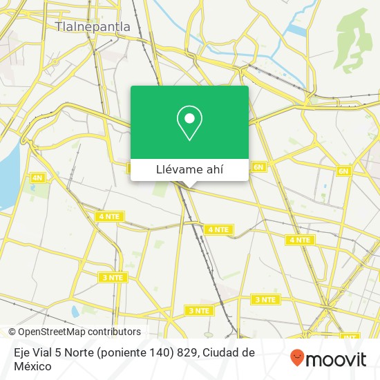 Mapa de Eje Vial 5 Norte (poniente 140) 829