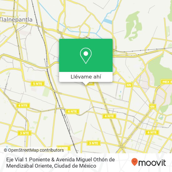 Mapa de Eje Vial 1 Poniente & Avenida Miguel Othón de Mendizábal Oriente