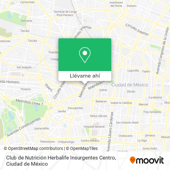 Mapa de Club de Nutrición Herbalife Insurgentes Centro