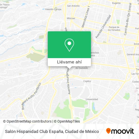 Cómo llegar a Salón Hispanidad Club España en Alvaro Obregón en Autobús o  Metro?