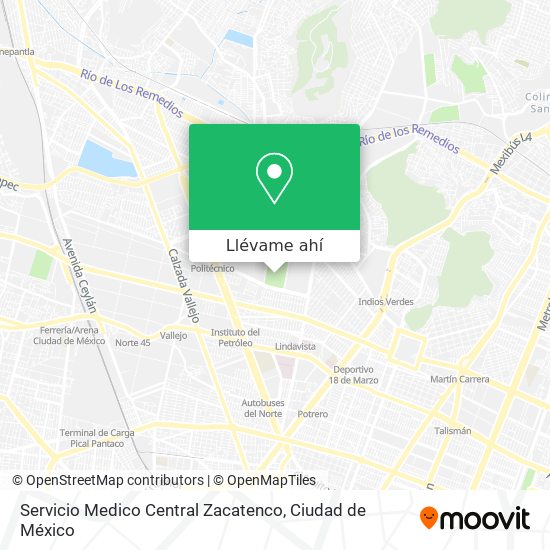 Mapa de Servicio Medico Central Zacatenco