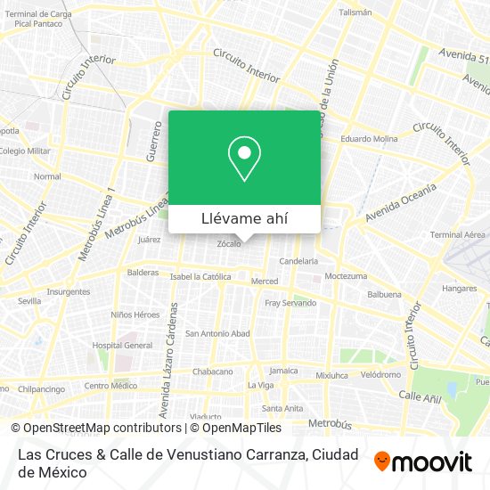 Mapa de Las Cruces & Calle de Venustiano Carranza