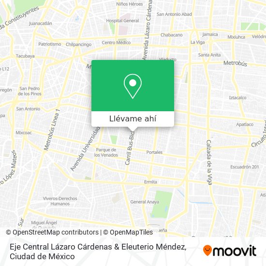 Mapa de Eje Central Lázaro Cárdenas & Eleuterio Méndez