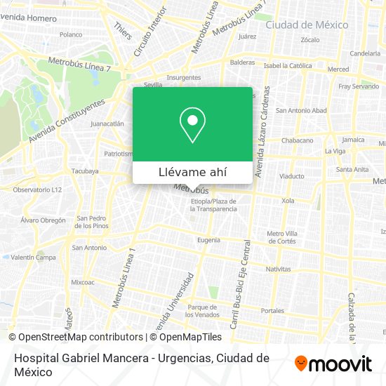 Mapa de Hospital Gabriel Mancera - Urgencias