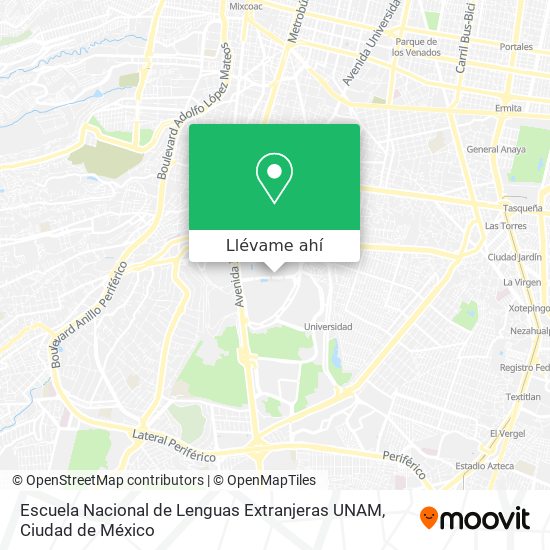 Mapa de Escuela Nacional de Lenguas Extranjeras UNAM