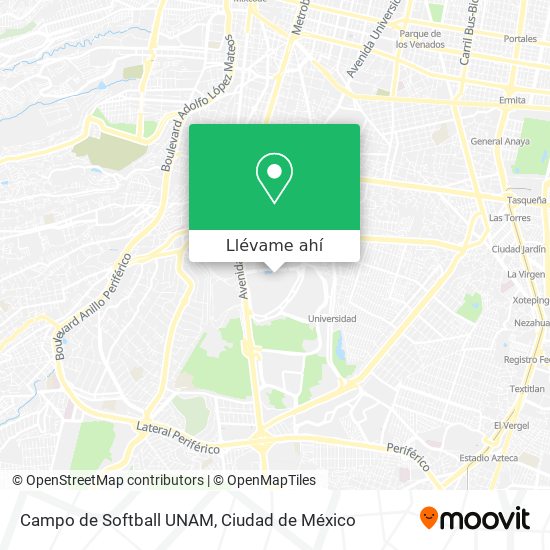 Mapa de Campo de Softball UNAM