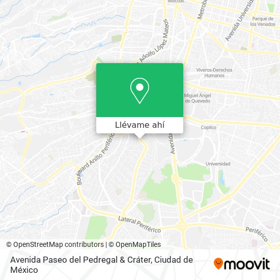 Cómo llegar a Avenida Paseo del Pedregal & Cráter en Alvaro Obregón en  Autobús o Metro?