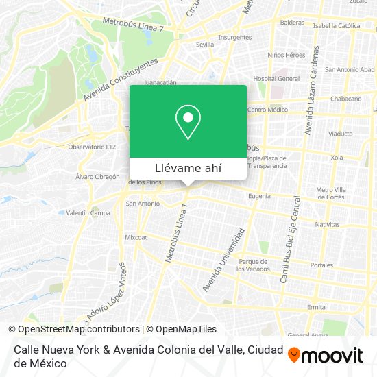 Mapa de Calle Nueva York & Avenida Colonia del Valle