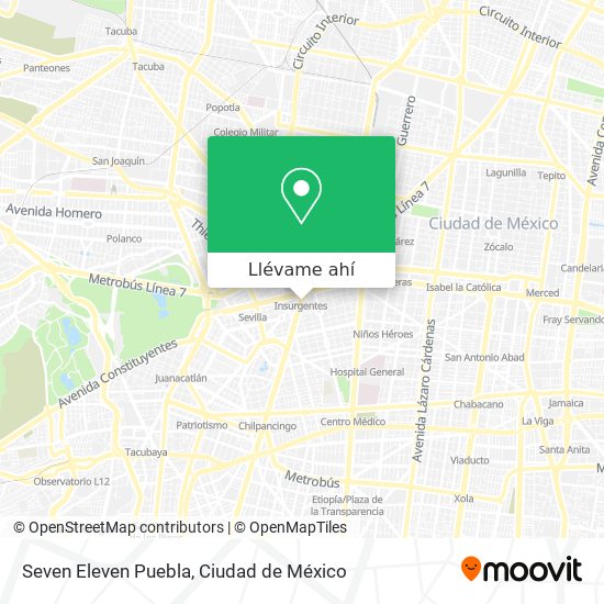 Mapa de Seven Eleven Puebla