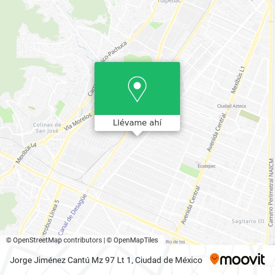 Mapa de Jorge Jiménez Cantú Mz 97 Lt 1