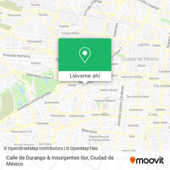 Mapa de Calle de Durango & Insurgentes Sur