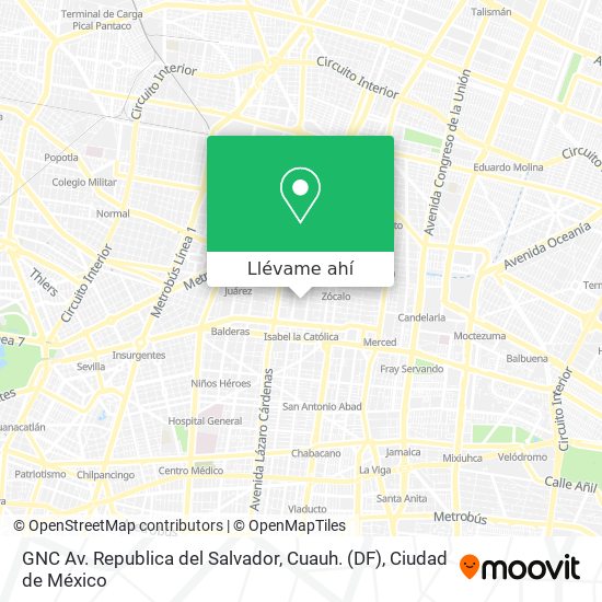 Mapa de GNC Av. Republica del Salvador, Cuauh. (DF)