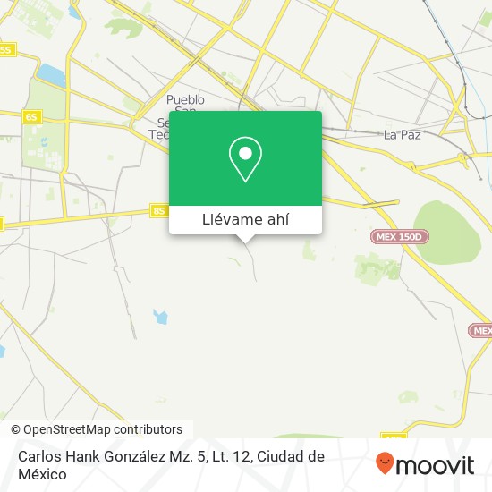Mapa de Carlos Hank González Mz. 5, Lt. 12