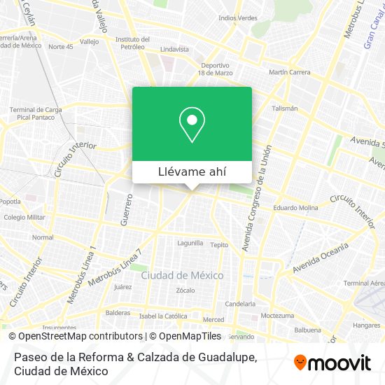 Mapa de Paseo de la Reforma & Calzada de Guadalupe