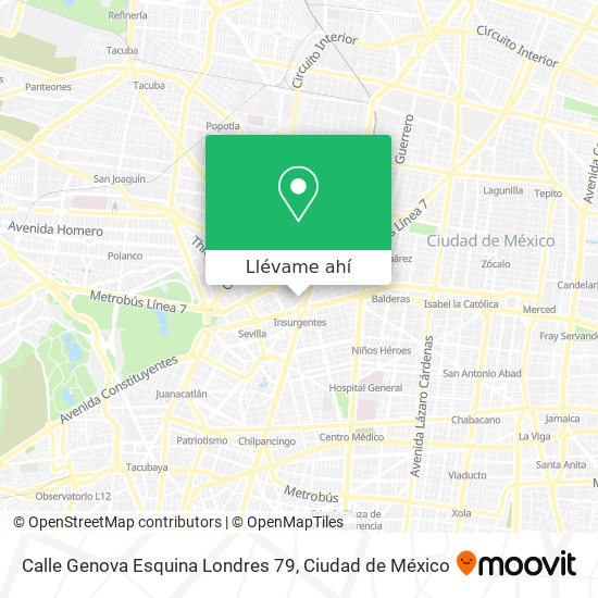 Mapa de Calle Genova Esquina Londres 79
