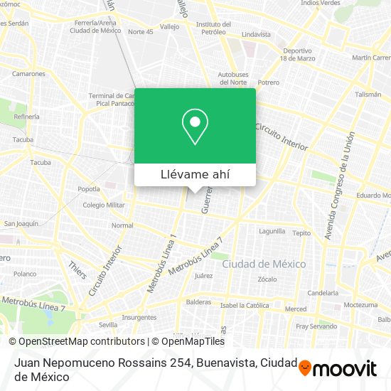Mapa de Juan Nepomuceno Rossains 254, Buenavista