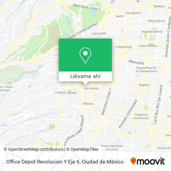 Cómo llegar a Office Depot Revolucion Y Eje 6 en Miguel Hidalgo en Autobús  o Metro?