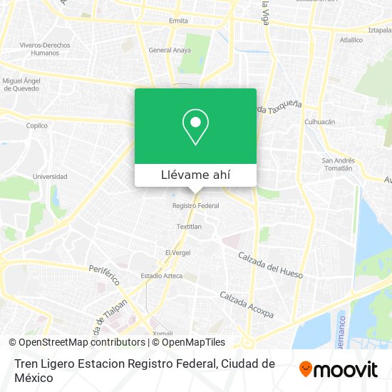 Mapa de Tren Ligero Estacion Registro Federal