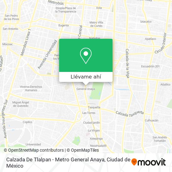 Mapa de Calzada De Tlalpan - Metro General Anaya