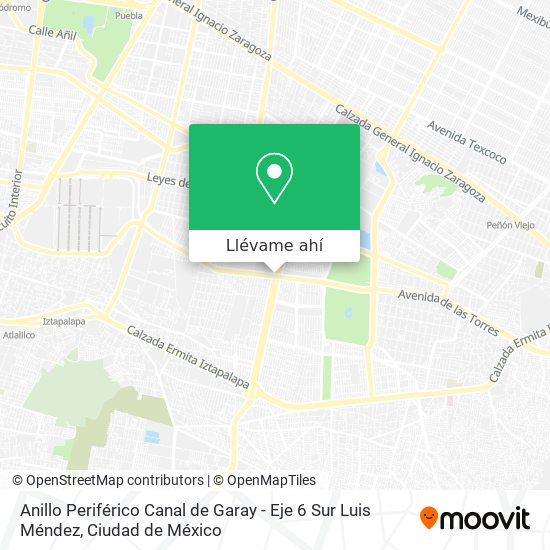 Mapa de Anillo Periférico Canal de Garay - Eje 6 Sur Luis Méndez