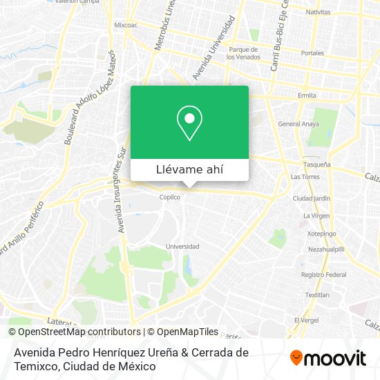 Mapa de Avenida Pedro Henríquez Ureña & Cerrada de Temixco