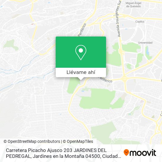 Mapa de Carretera Picacho Ajusco 203 JARDINES DEL PEDREGAL, Jardines en la Montaña 04500