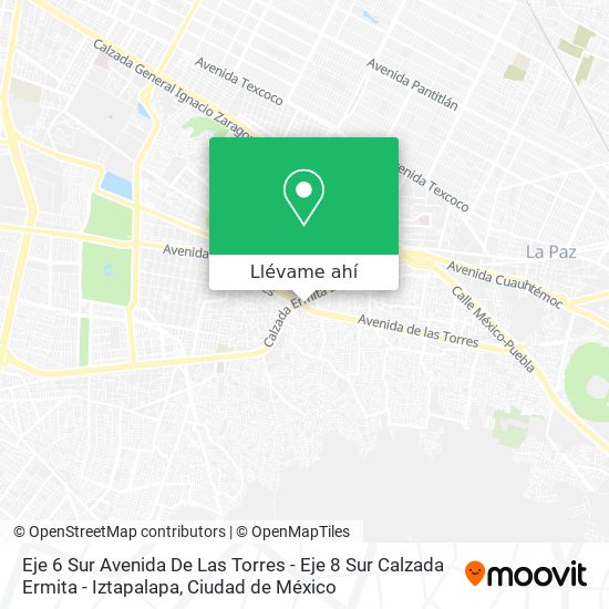 Mapa de Eje 6 Sur Avenida De Las Torres - Eje 8 Sur Calzada Ermita - Iztapalapa