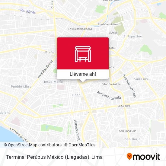 Mapa de Terminal Perúbus México (Llegadas)