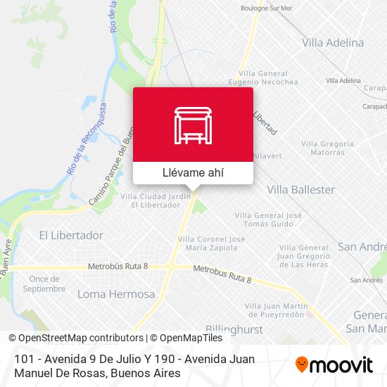 Mapa de 101 - Avenida 9 De Julio Y 190 - Avenida Juan Manuel De Rosas