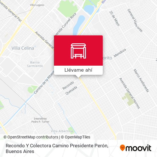 Mapa de Recondo Y Colectora Camino Presidente Perón