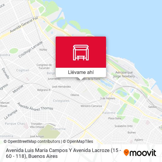 Mapa de Avenida Luis María Campos Y Avenida Lacroze (15 - 60 - 118)