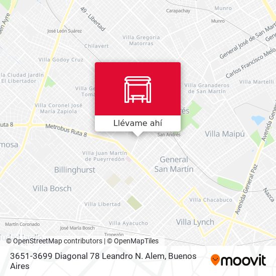 Mapa de 3651-3699 Diagonal 78 Leandro N. Alem