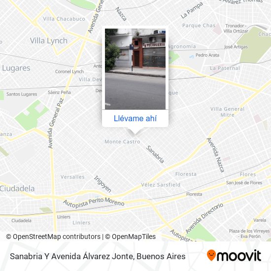 Mapa de Sanabria Y Avenida Álvarez Jonte