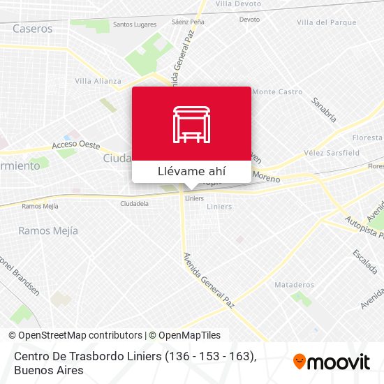 Mapa de Centro De Trasbordo Liniers (136 - 153 - 163)