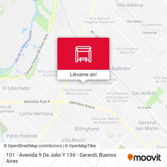 Mapa de 101 - Avenida 9 De Julio Y 136 - Sarandí