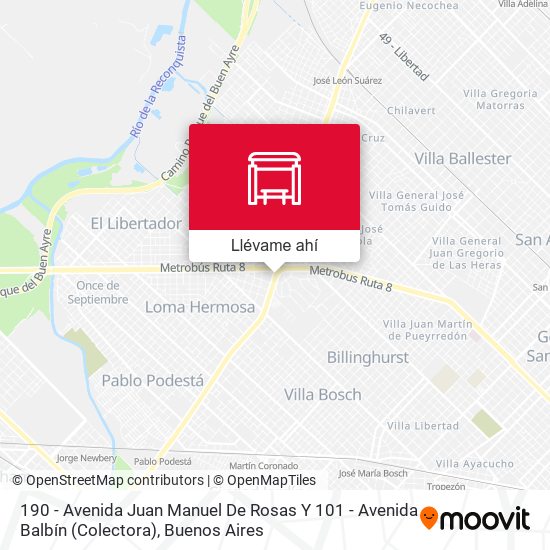 Mapa de 190 - Avenida Juan Manuel De Rosas Y 101 - Avenida Balbín (Colectora)