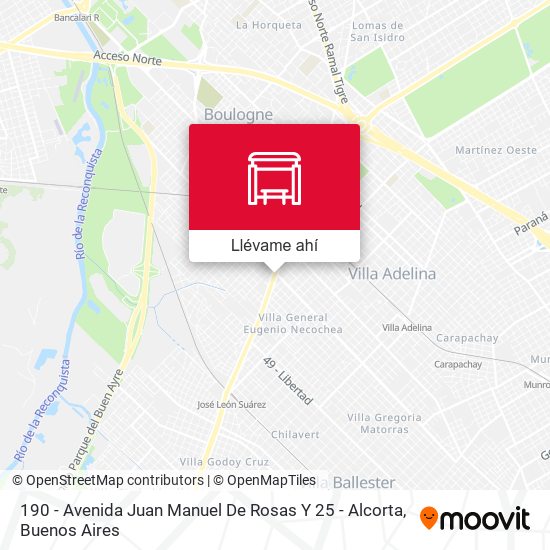 Mapa de 190 - Avenida Juan Manuel De Rosas Y 25 - Alcorta