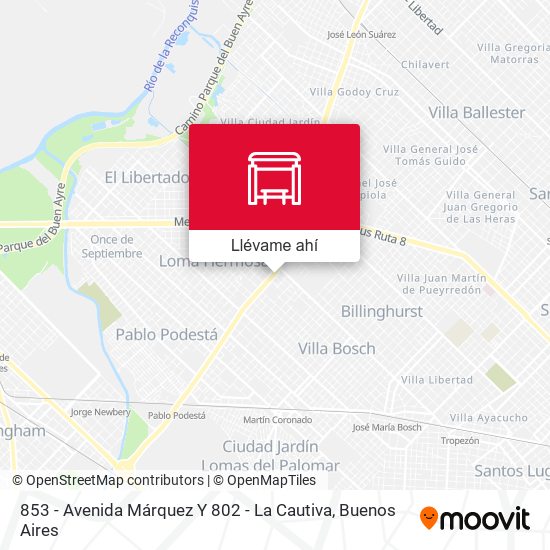 Mapa de 853 - Avenida Márquez Y 802 - La Cautiva